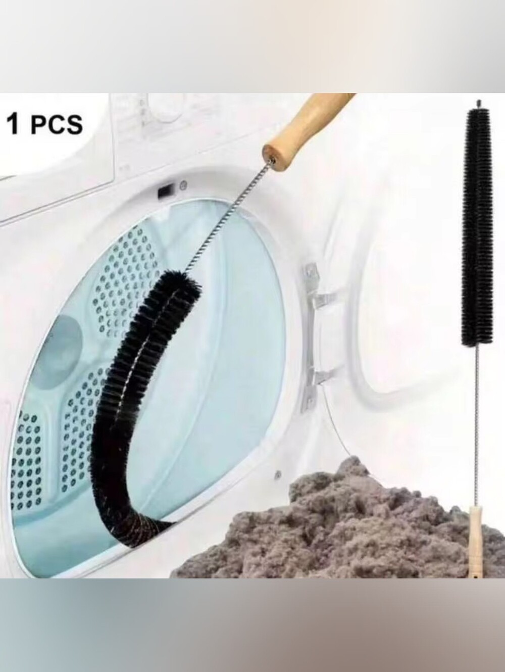 Flexible Dryer Vent Brush Drain Pipe Multipurpose Wood Handle Cleaning Brush